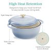 6 Quart Large Baby Blue Enamel Cast-Iron Dutch Oven Kitchen Cookware