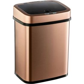 3-Gallon Copper Rose Gold Stainless Steel Trash Can with Motion Sensor Lid