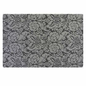 4 Pcs Rose Jacquard Dining Table Place Mats PVC Placemats Easycare Wipe Clean Table Mats 17.7x11.8 inch, Black