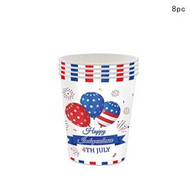 American Independence Day Hat Balloon National Flag Disposable Tableware Set Happy 4th Of July USA National Day Party Decor (Color: 8pcs cup)