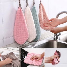 Kitchen daily dish towel;  dish cloth;  kitchen rag;  non-stick oil;  thickened table cleaning cloth;  absorbent scouring pad (Color: 25x25cm pink)