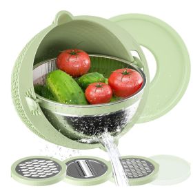 4 in 1 Colander with Mixing Bowl Set Food Strainers and Colanders Set for Kitchen (Color: Green)