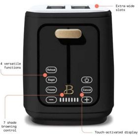 2 Slice Toaster with Touch-Activated Display (Color: black)