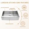 Farmhouse Kitchen Sink Apron Front Ledge Workstation Deep Single Bowl 16 Gauge Stainless Steel Sink with Drainer